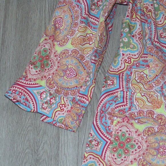 Charter Club Womens Long Sleeve Blouse Top Large Cotton Multicolor Paisley - Picture 6 of 9